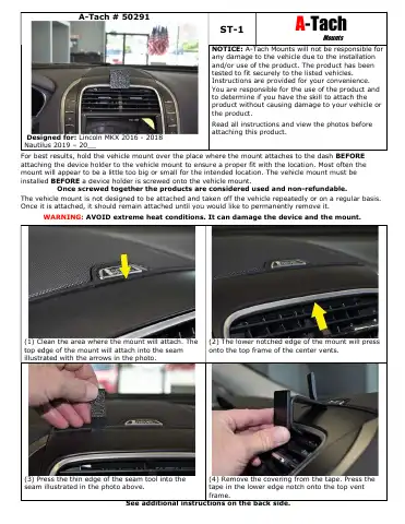 A-Tach Mounts 50291 Quick Start Manual first page preview