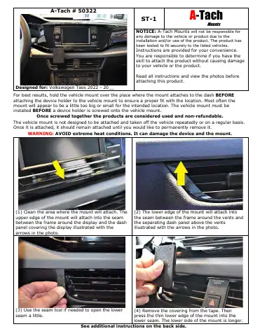 A-Tach Mounts 50322 Quick Start Manual first page preview