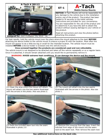 A-Tach Mounts ST-1 Manual first page preview