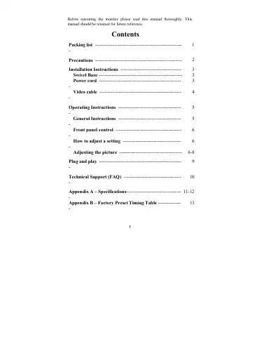 Acer Computer monitor Owner's Manual first page preview