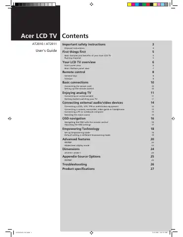Acer AT2010 User Manual first page preview