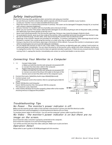 Acer G195W Quick Setup Manual first page preview