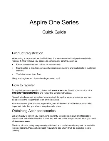 Acer Aspire One Series Quick Manual first page preview