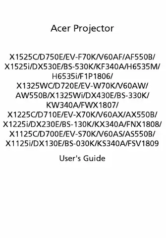 Acer X1525C User Manual first page preview