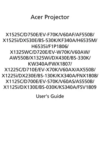 Acer X1525C User Manual first page preview