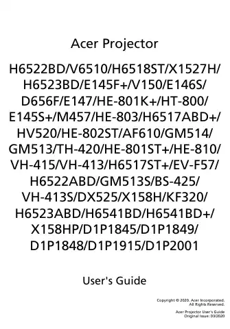 Acer X1527H User Manual first page preview