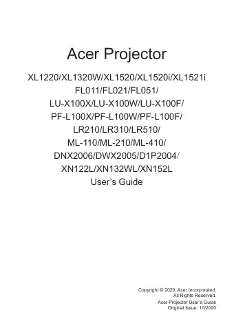 Acer XL1520i User Manual first page preview