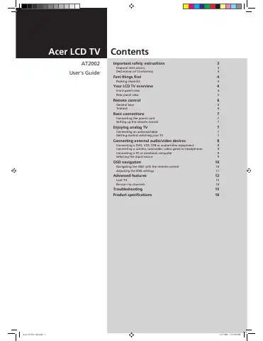 Acer AT2002 User Manual first page preview