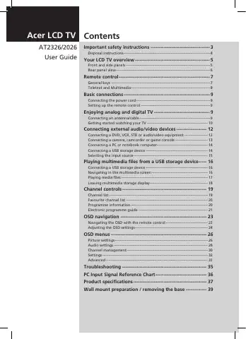 Acer AT2326ML User Manual first page preview