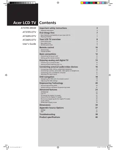 Acer AT3705-DTV User Manual first page preview