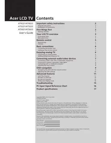Acer AT2621 User Manual first page preview