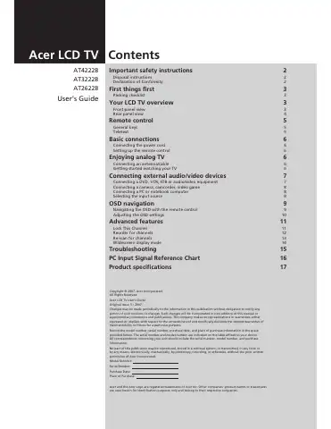 Acer AT2622B User Manual first page preview
