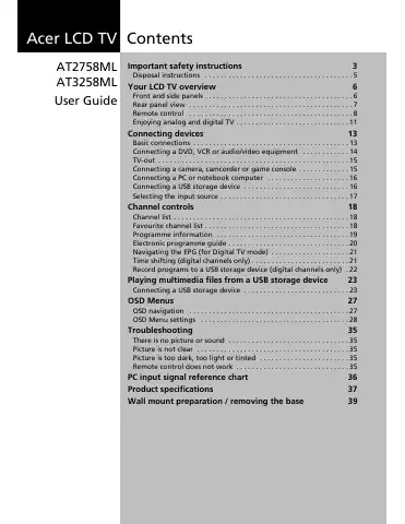 Acer AT2758ML User Manual first page preview