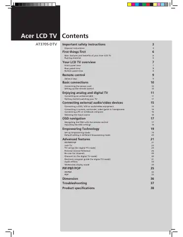Acer AT3705-DTV Manual first page preview