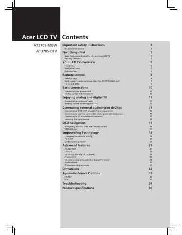 Acer AT3705-MGW User Manual first page preview