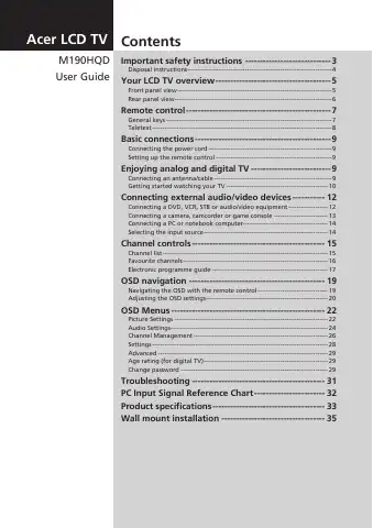 Acer M190HQD User Manual first page preview
