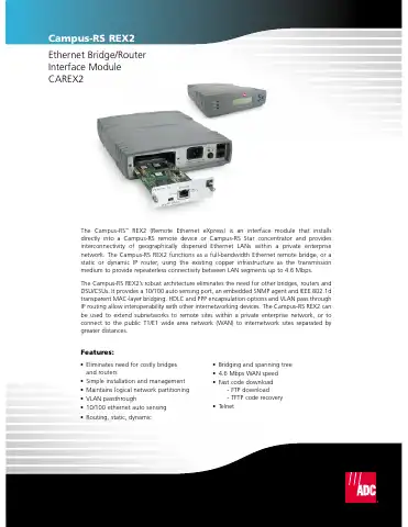 ADC Campus-RS REX2 Specifications first page preview