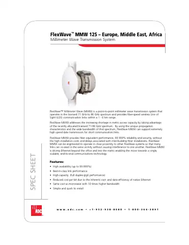 ADC FlexWave MMW 125 Specification Sheet first page preview