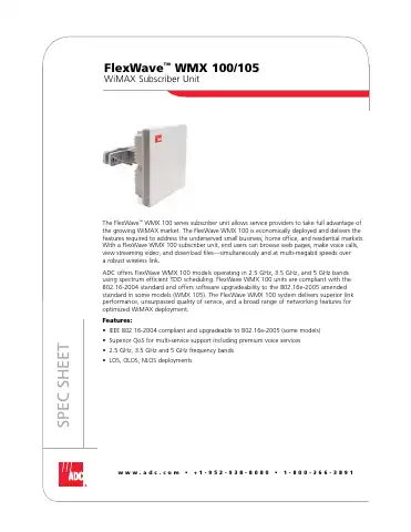 ADC FlexWave WMX 100/105 Specification Sheet first page preview
