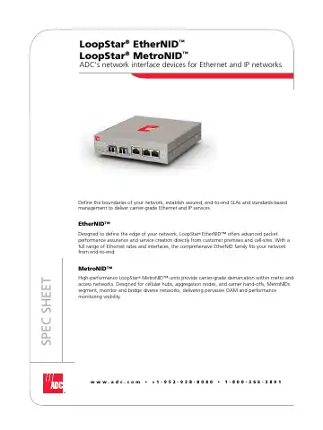 ADC LoopStar EtherNID Specifications first page preview
