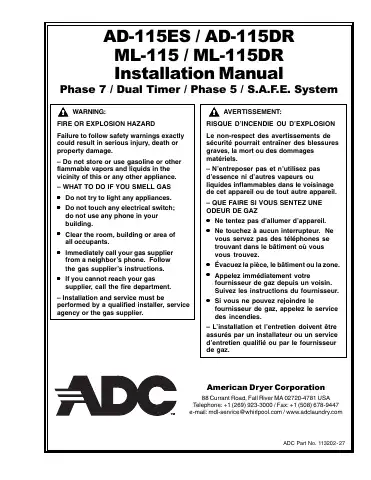 ADC AD-115DR Installation Manual first page preview