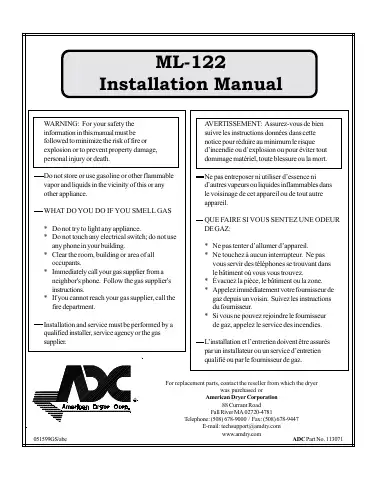 ADC ML-122 Installation Manual first page preview