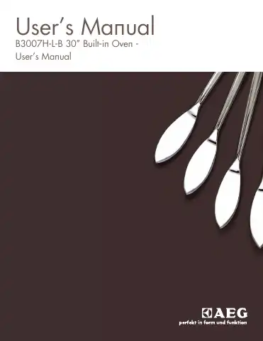 AEG 30" B3007H-L-B User Manual first page preview