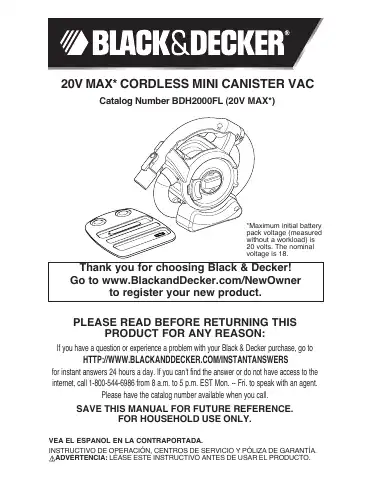 Black & Decker 20V MAX User Manual first page preview