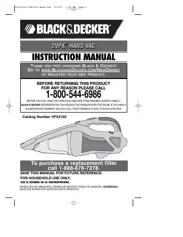 Black & Decker 2VPX 90521333 Instruction Manual first page preview