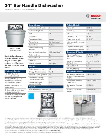 Bosch SHX53T55UC Brochure & Specs first page preview