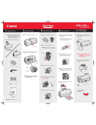 Canon i350 Start Here Manual first page preview