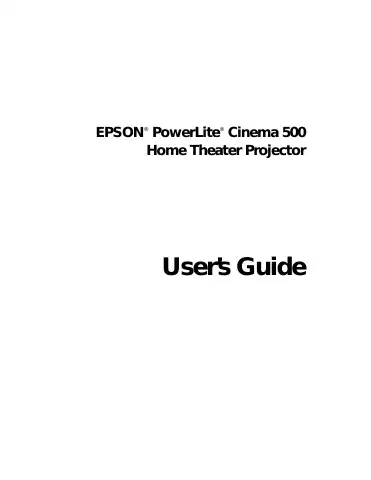 Epson PowerLite Cinema 500 User Manual first page preview