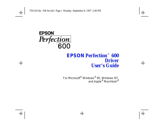 Epson 600 User Manual first page preview
