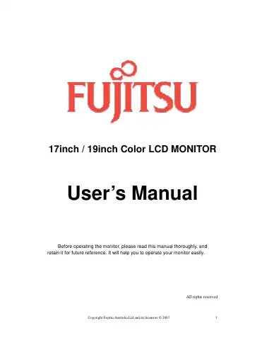 Fujitsu 17inch User Manual first page preview