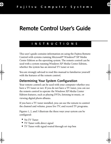 Fujitsu Remote Control User Manual first page preview