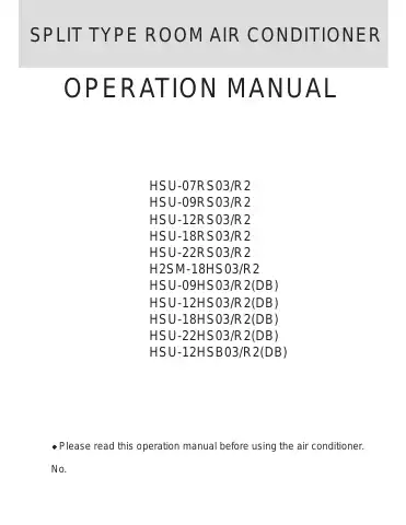 Haier HSU-07RS03/R2, HSU-09RS03/R2, HSU-12RS03/R2, HSU-18RS03/R2, HSU-22RS03/R2, H2SM-18HS03/R2, HSU-09HV03/R2(DB), HSU-12HS03/R2(DB), Operation Manual first page preview