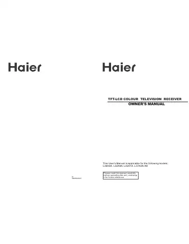 Haier L26A9A Owner's Manual first page preview