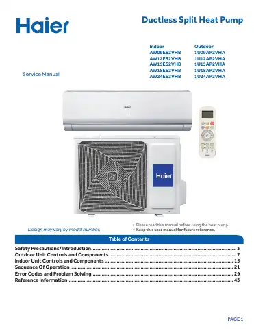 Haier AW09ES2VHB Service Manual first page preview
