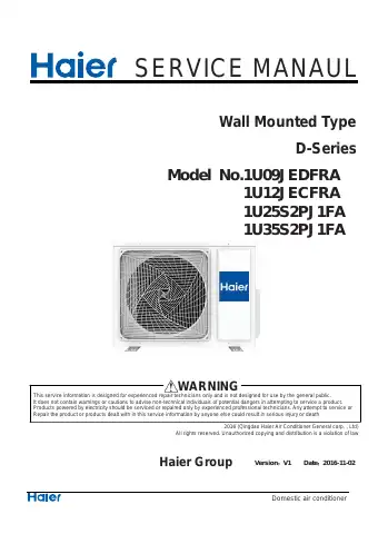 Haier D Series Service Manual first page preview
