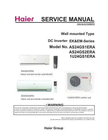 Haier AS24GS1ERA Service Manual first page preview