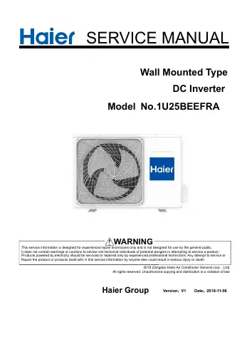 Haier 1U25BEEFRA Service Manual first page preview