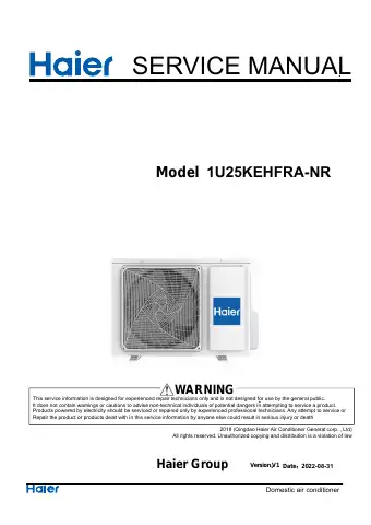 Haier 1U25KEHFRA-NR Service Manual first page preview