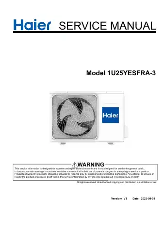 Haier 1U25YESFRA-3 Service Manual first page preview