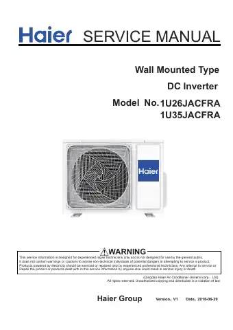 Haier 1U26JACFRA Service Manual first page preview
