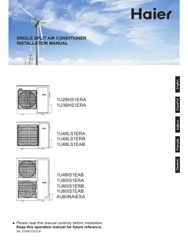 Haier 1U28HS1ERA Installation Manual first page preview