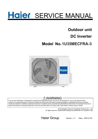 Haier 1U35MECFRA-3 Service Manual first page preview
