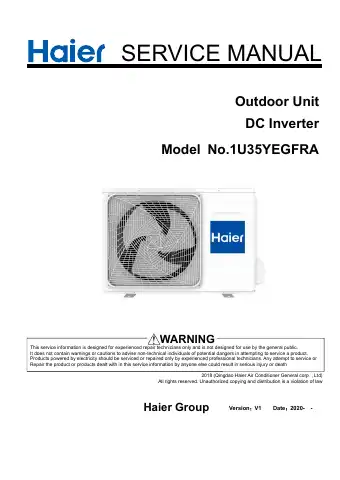 Haier 1U35YEGFRA Service Manual first page preview