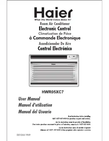 Haier HWR05XC7 - 5,200 BTU Window Air Conditioner User Manual first page preview
