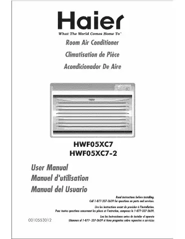 Haier HWF05XC7-E - 5,200 BTU Mechanical Air Conditioner User Manual first page preview