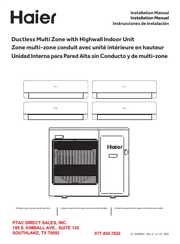 Haier 2U18MS2VHB Installation Manual first page preview